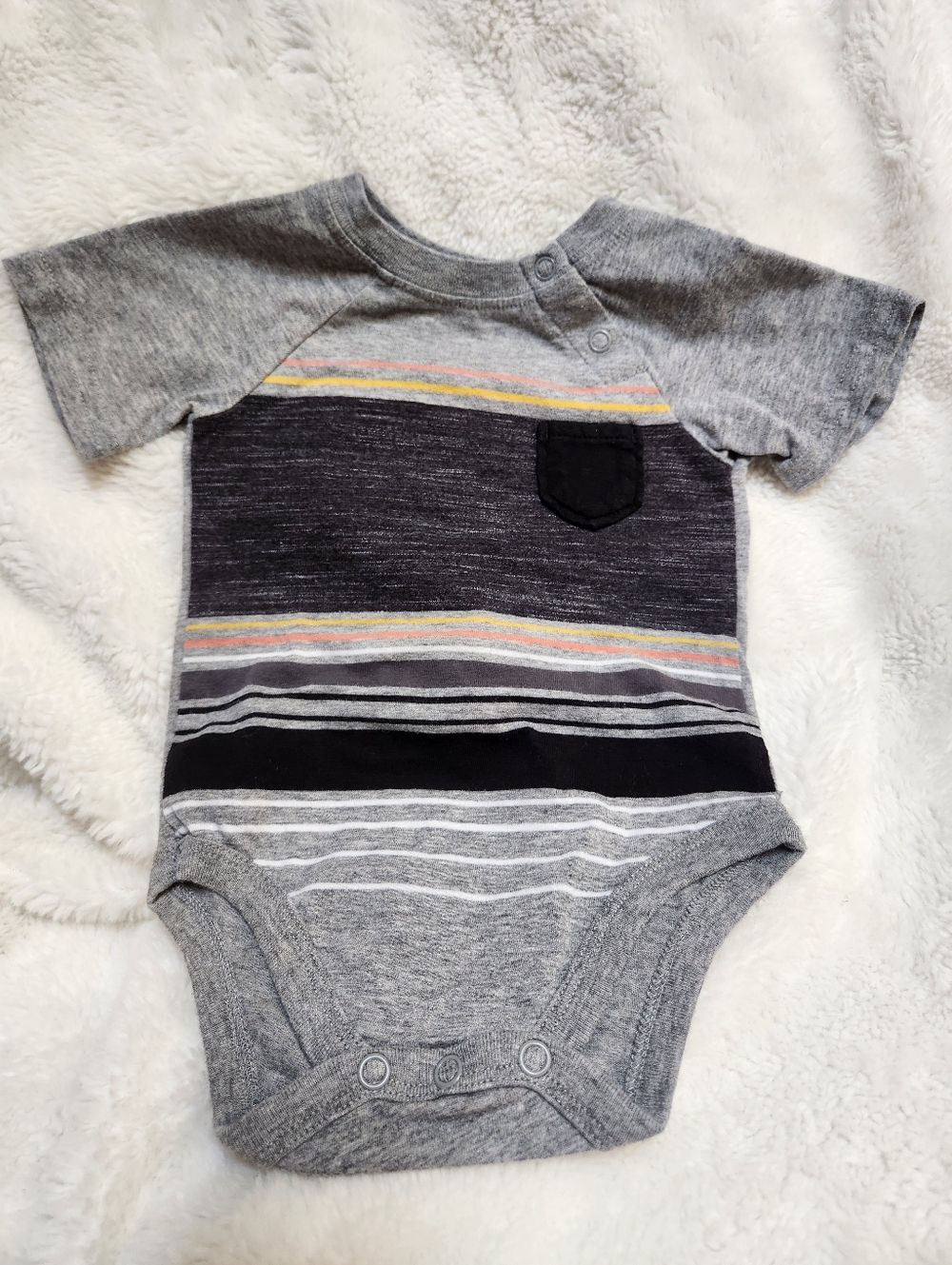 Grey Striped Baby One-Piece with Pocket 5 For $20 Bundle